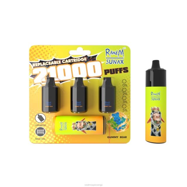 2V0J268 RandM Sunax 21000 luftflödeskontroll pod utbytbar vape enhet 1st RandM vapes wholesale gummibjörn