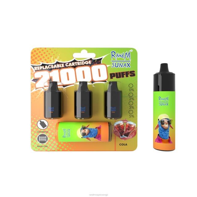 2V0J276 RandM Sunax 21000 luftflödeskontroll pod utbytbar vape enhet 1st RandM vape smaken cola