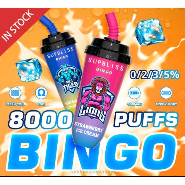 2V0J256 RandM Supbliss Bingo 8000 vape pod enhet 1st RandM vape smaken jordgubbsglass