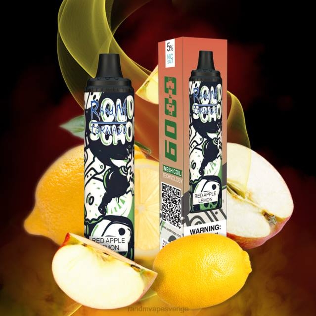 2V0J279 RandM Tornado 6000 luftflödeskontroll vape pod enhet 1st tornado vape Sverige röd äpple citron