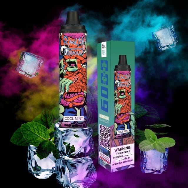 2V0J282 RandM Tornado 6000 luftflödeskontroll vape pod enhet 1st RandM vape butik fräsch mint