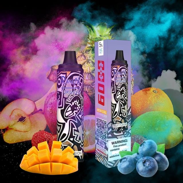 2V0J286 RandM Tornado 6000 luftflödeskontroll vape pod enhet 1st RandM vape smaken fruktfusion