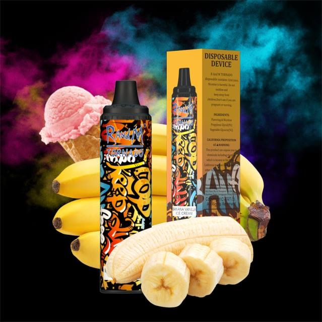 2V0J297 RandM Tornado 6000 luftflödeskontroll vape pod enhet 1st RandM rabatt code banan vaniljglass