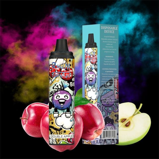 2V0J298 RandM Tornado 6000 luftflödeskontroll vape pod enhet 1st RandM vapes wholesale dubbelt äpple