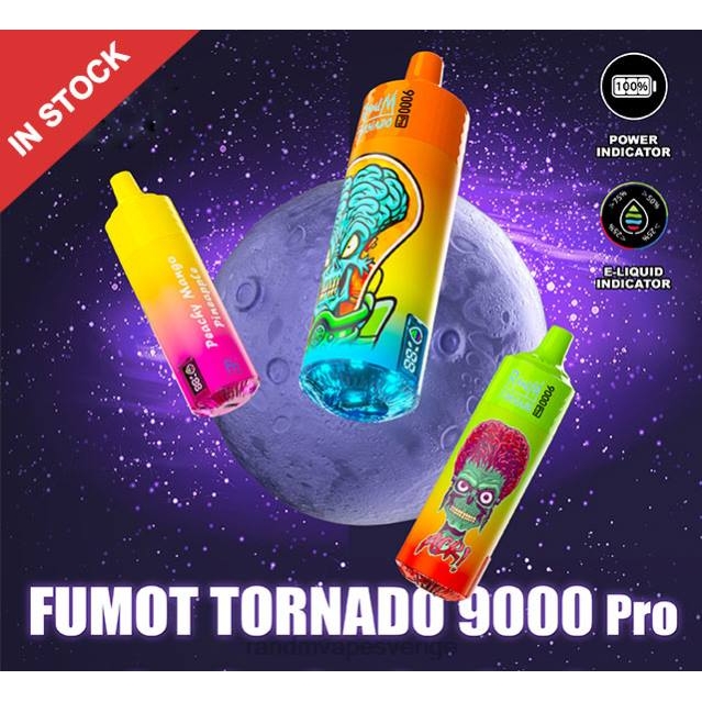 2V0J213 Fumot RandM Tornado 9000 pro vape-enhet med batteri och ejuice-display version 2 RandM vape Sweden vattenmelon brazz is